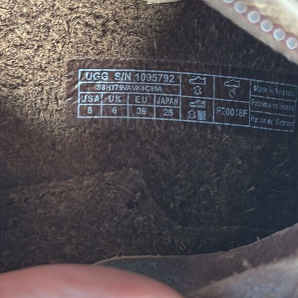 UGG Elysian Brown Distressed Leather Strappy Ankle Booties Sz 8 - Picture 6 of 8